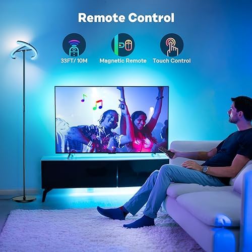 SIBRILLE Upgraded RGBCW Floor Lamp, Bright Color Changing RGB Standing Lamp, Modern Stepless Dimmable LED Tall Lamp with Remote Control, 20W 3000-6000K Floor Lamps for Living Room, Bedroom, Office