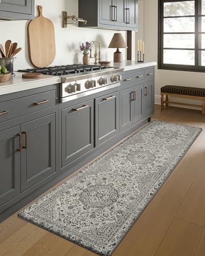 DEXI Kitchen Floor Mats Cushioned Anti Fatigue Runner 24x87 Brown Grey