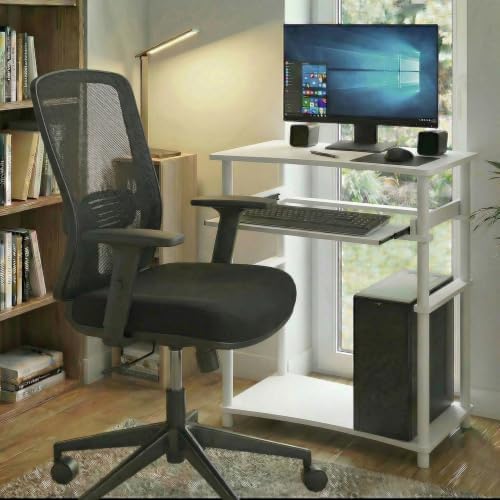 Furinno Home Desk, 23.6 Wide Gaming Desk with Keyboard Tray, Open Shelf Laptop Notebook Computer Desk, Office Desk for Home Office, Study Room, Dorm, Bedroom, White