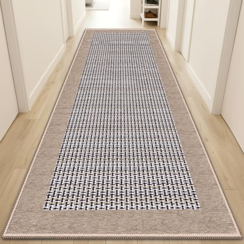 StepRite Kitchen Rugs, Kitchen Mats for Floor, 96"x24" Non-Slip Machine-Washable Kitchen Throw Rug, Absorbent Runner Rugs Office, Sink Standing Desk Mat, Decor Carpet, Khaki