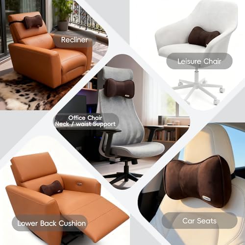 Memory Foam Neck Support Pillow for Car Recliner Headrest Pillow Brown