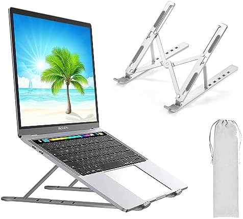 T Legend Aluminum Laptop Stand for Desk, Arae Adjustable Ergonomic Portable Holder, Foldable Computer Stand 6 Angles Anti-Slip Laptop Riser Compatible with 9-15.6 inch Laptops (Aluminum Silver)