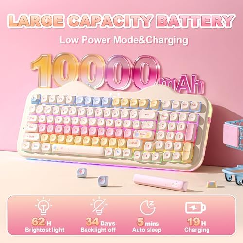 YUNZII C98 Cute Cake Wireless Mechanical Keyboard (Beige, Candy Switch)