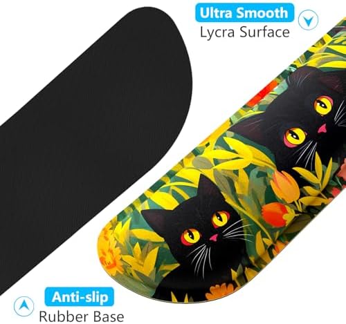 Dapesuom Enlarge Keyboard Wrist Rest, Memory Foam Wrist Cushion for Desk Mats Support, Cute Typing Pain Relief Keyboard Mouse Pad Rests Set with Non-Slip Base for Gaming Laptop Computer, Black Cats
