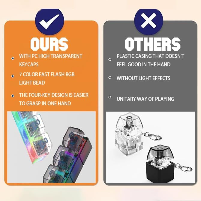 2 Pcs LED Keyboard Fidget Toy for Adults, Fidget Keyboard Clicker Keychain