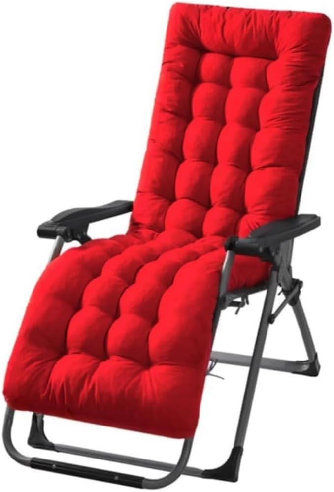 Patio Chaise Lounger Cushion， IndoorOutdoor Rocking Chair Sofa Cushion with 6 Ties， Thick Padded Swing Bench Cushion，61x18.9x3.1in (Red)