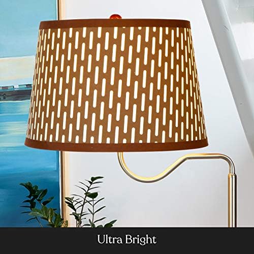 Brightech Madison Side Table with Lamp Combo, Desk Lamp with Wireless Charging Pad and USB Port, Bedside Reading Lamp, Nightstand Lamp with LED Bulb for Bedroom, Living Room, Office - Havana Brown