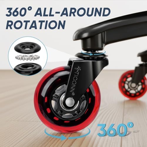 TICONN Office Chair Wheels, 3" Caster Wheels for Tile Carpets, Set of 5