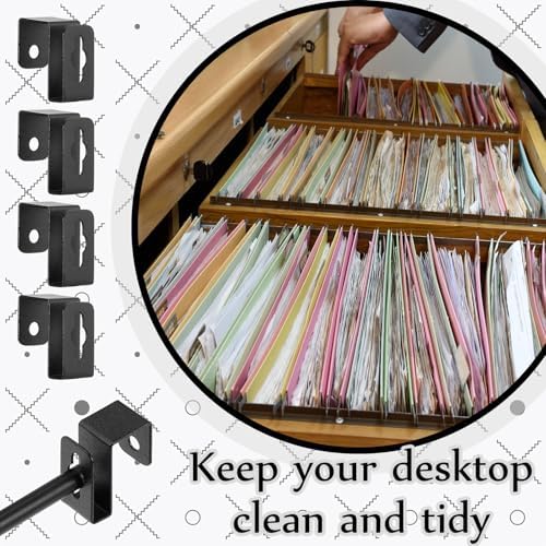 4 Set 12 Pcs Metal Hanging File Bracket Clips, Black
