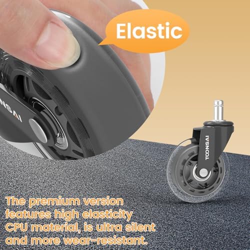 3 Inch Office Desk Chair Wheels Replacement, Stem 7/16-7/8 (-Black)