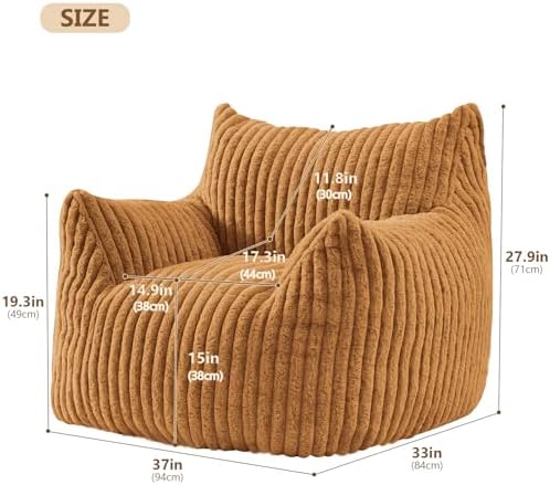 Achicsofar Bean Bag Chair for Adults Teens, Comfy Faux Fur Beanbag Armchair