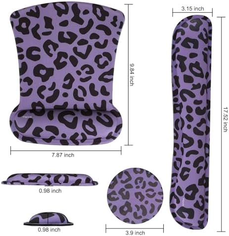 MOSISO Leopard Grain Wrist Rest Support for Mouse Pad&Keyboard Set, Purple