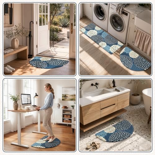 KIMODE Half Circle Anti Fatigue Mats for Kitchen Floor Rug Sets of 2