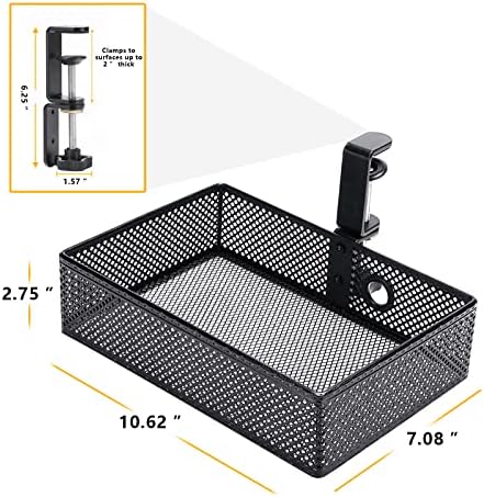 Under Desk Drawer, Clamp on Desk Organizer Hanging Desk Storage Under Table