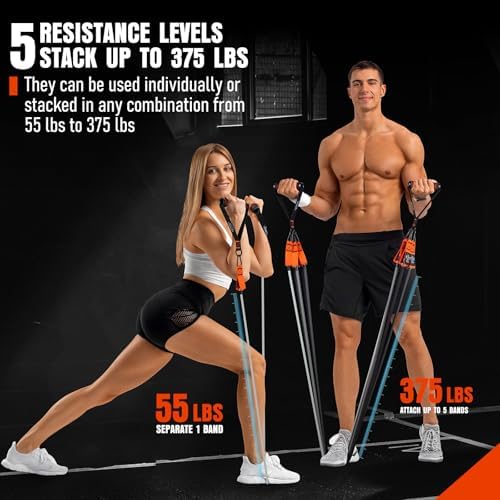 Resistance Bands with Handles, 175lb Exercise Bands for Working Out