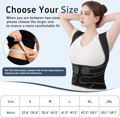 Back Brace Posture Corrector for Women and Men Upgraded Dynamic Traction Correction System Adjustable Shoulder Support Straightener Helps Reduce Upper Lower Back Pain Suitable for Hump Scoliosis Black Large