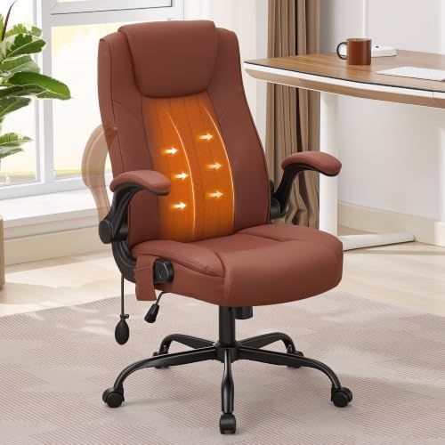 Office Chair, Ergonomic Executive Desk Chair Inflatable Lumbar Support High Back Computer Desk Chair Thick Cushion, Flip-Up Arms and Ergonomic Back Comfy Executive Office Chair for Home Office Gaming