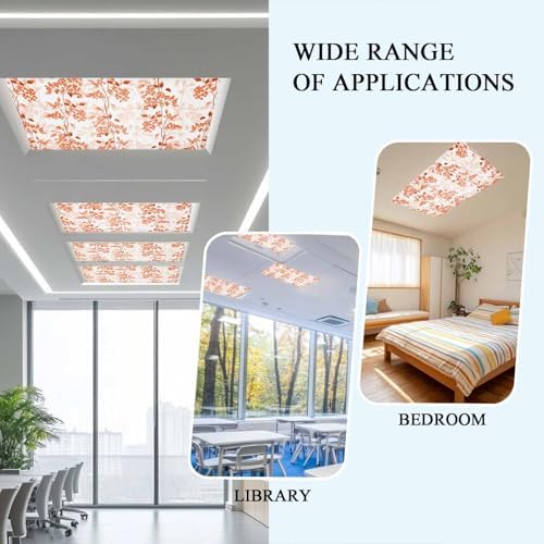 Orange Flower Magnetic Fluorescent Light Covers for Ceiling Lights 2 x 4 Feet,Flower Floral Botanical Spring Summer Office Classroom Kitchen Drop Ceiling Light Covers Lighting Filters Shade 3 Packs