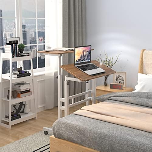 soges 23.6inch Height Adjustable Desk Laptop Desk on The Wheels, Oak