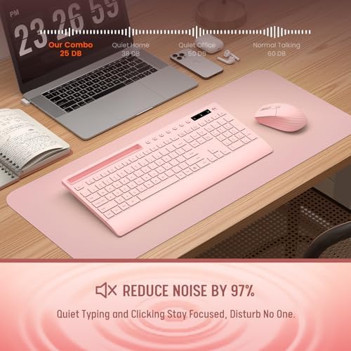 Trueque Wireless Keyboard and Mouse Combo, Full Size with Palm Rest