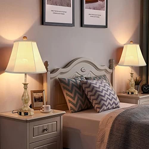 LALISU Farmhouse Table Lamp Touch Control 3-Way Table Lamp with USB Charge