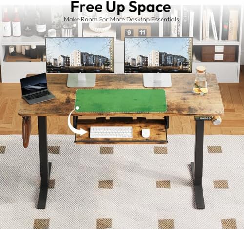 48 x 24 Inch Electric Standing Desk with Keyboard Tray, Brown