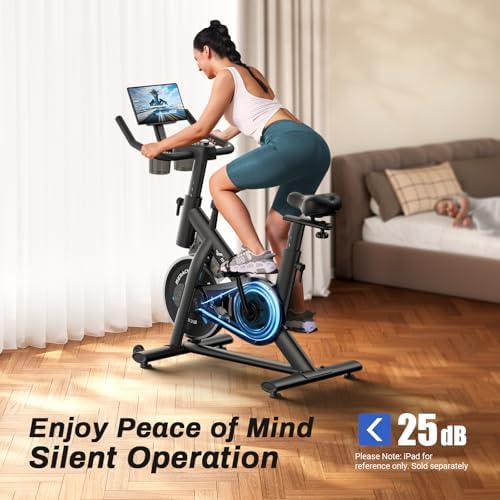 MERACH Exercise Bike, Magnetic Friction Stationary Bike for Home with APP