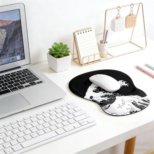 Ergonomic Mouse Pad with Wrist Rest - Gel Wrist Support Mousepad with Non-Slip PU Base for Computer, Laptop, Office & Home