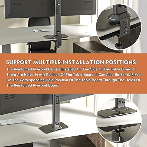 Hemudu Monitor Mount Reinforcement Plate for Thin, Glass and Other Fragile Tabletop, Universal Steel Bracket Plate Fits Most Monitor Stand C Clamp Installation HD05B-001