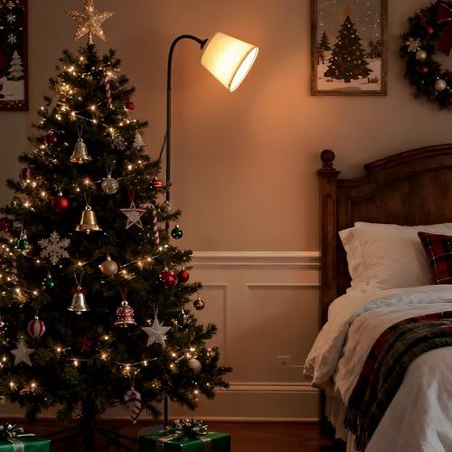 Floor Reading Lamp, Adjustable Height Bendable Short Standing Corner Lamps (Beige)