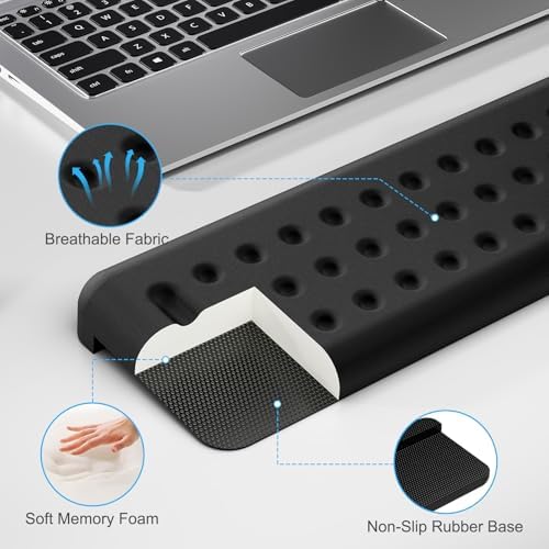 Leolee L-Shaped Desk Long Wrist Rest Elbow 60CM, Black Arm Rest for Desk