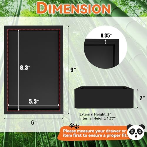 Lixple Bamboo Kitchen Drawer Organizer, 2 Pack, 9" x 6" x 2", Black