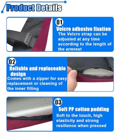 BDZMC 2PCS Car Seat Armrest Covers, Soft & Comfortable Office Chair Arm Pad, Anti-Scratch Car Armrest Cushion, Universal Car Armrest Pillow Protector Cover for Most Cars (Purple)