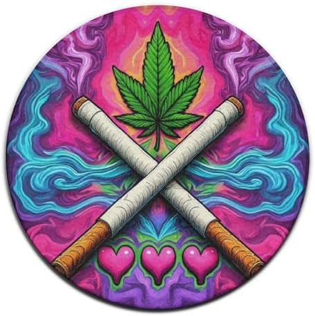 Home Decor Non Slip Kitchen Office Circle Rug, Machine Washable Modern Round Area Rug, Room Sofa Yoga Soft Round Carpet Trippy Love Weed Art, 24inch