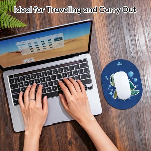Oval Mouse Pad 6x8in Non-Slip for Laptop,Cartoon Turtle