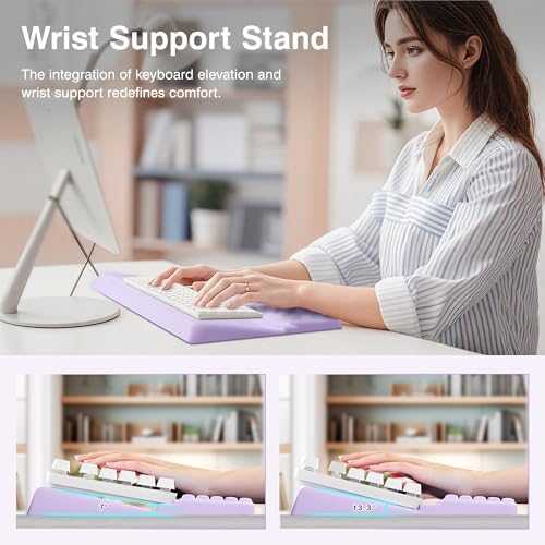 Ospelelf Keyboard Wrist Rest Stand Pad and Ergonomic Mouse Pad Set with Large Mousepad, Memory Foam Comfort, Premium Office Desk Accessories for Pain Relief, Purple