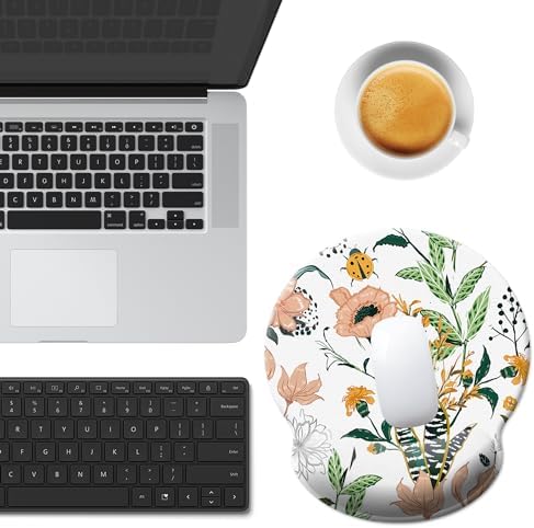Mouse Pad Wrist Support,Ergonomic Mouse Pad with Wrist Rest,Comfortable Mousepad with Smooth Wrist Rest,Pain Relief Mouse Pads for Non-Slip Base,Computer,Laptop,Office & Home(Creamy White)