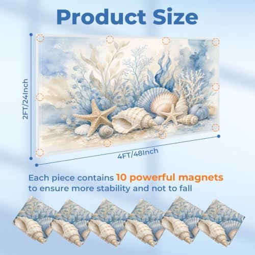 6 Pcs Fluorescent Light Covers for Ceiling Lights beige shells stars pebbles Magnetic Light Filters Decorative for Classroom Office Hospital Home 4x2 Ft