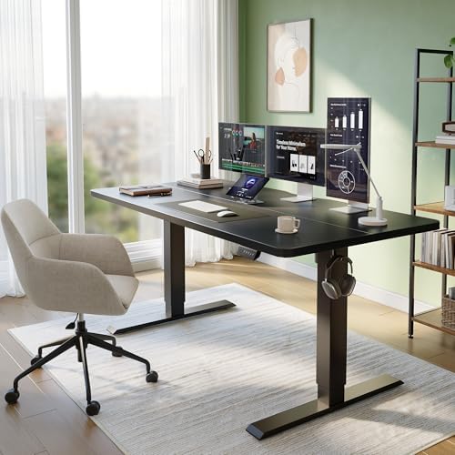 CubiCubi 48x30 Large Electric Standing Desk, 30" Deep Desktop, Black
