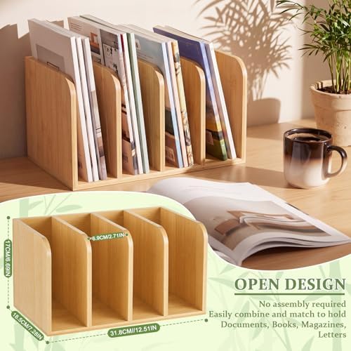 Novabright Bamboo Wooden 4-compartment File Magazine Holder, Suit for B5