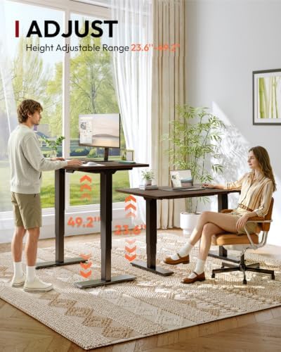 SANODESK Solid Bamboo Dual Motor Standing Desk, 220 lbs, 55×28