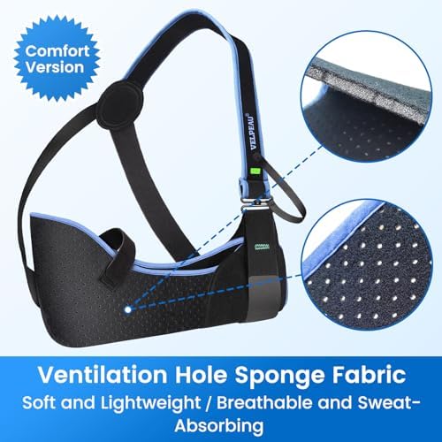 Velpeau Medical Arm Sling Shoulder Immobilizer for Women and Men, Black 2XL