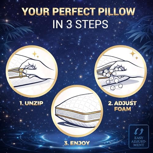 Royal Therapy 4-Pack Queen Memory Foam Pillow, Adjustable Shredded Odor-Free Bed Pillow for Neck & Shoulder Pain Relief, Breathable Support for Back, Stomach, Side Sleepers, AirFlowPRO