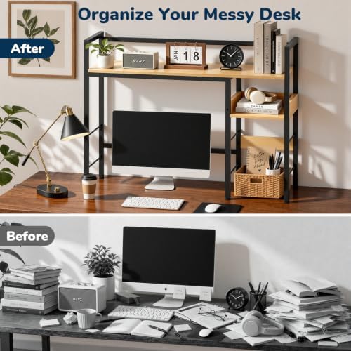 Desk Shelf, 38.6" Desk Hutch for Computer Monitor, Natural