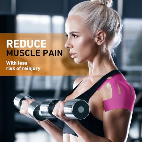 KTQUICK Precut Kinesiology Tape for Shoulder, 24 PCS, 20% Stronger Adhesive