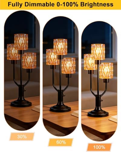 Lightdot Mid Century Modern Table Lamp for Living Room Vintage Dimmable