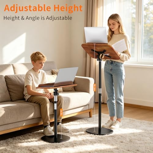 Adjustable Floor Book Stand with Wood Panel for Hands Free Reading