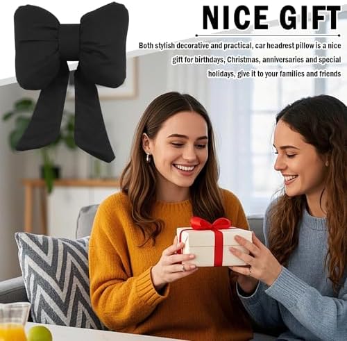 Cute Bow Car Headrest Pillow,Comfortable & Skin-Friendly Car Neck Pillow