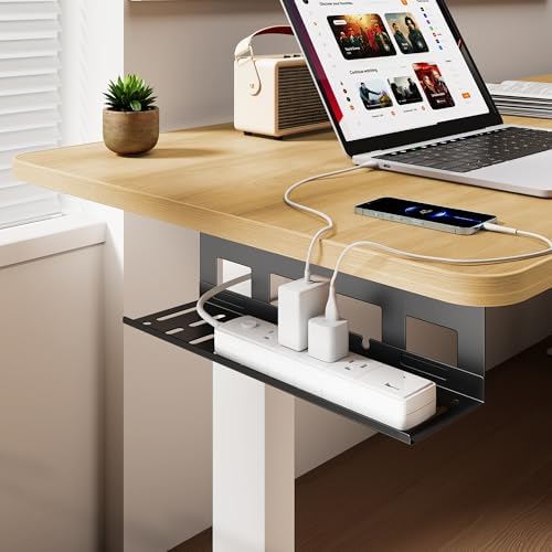 PEGZONE Under Desk Cable Management Tray, 15.7'' Screw-Mount Steel Rack