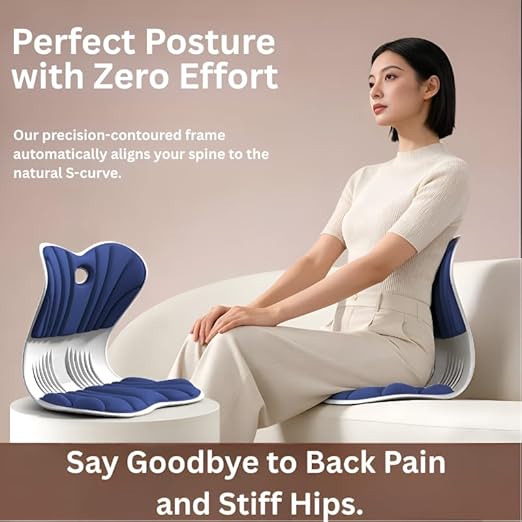 Ergonomic Lumbar Support Cushion for Back Support & Pain Relief | 6-Zone Pressure Distribution Posture Corrector for Office Chair, Car Seat, Desk, etc. | Great Mother’s Day Gift (Navy Blue)